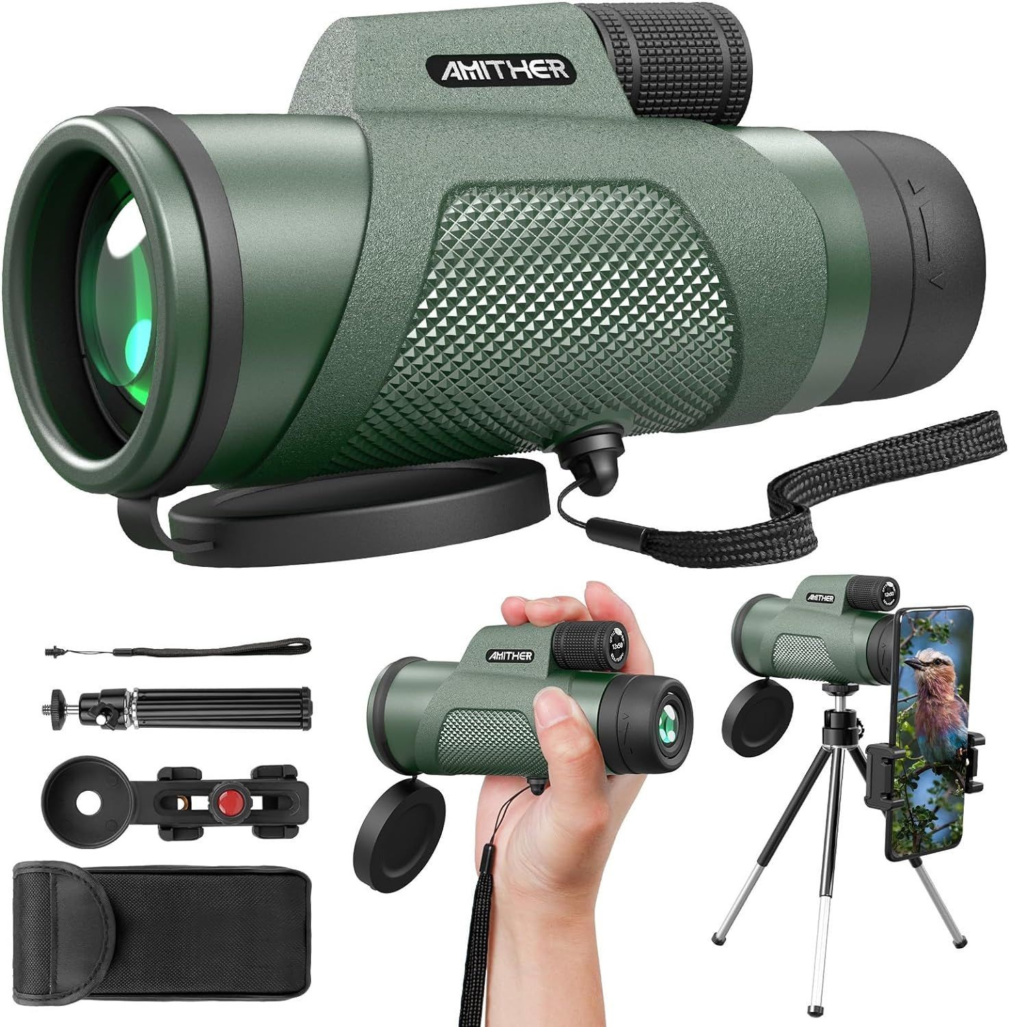 12x50 Monocular Telescope with Tripod & Phone Adapter